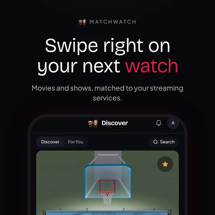MatchWatch app store frame: swipe right on your next watch
